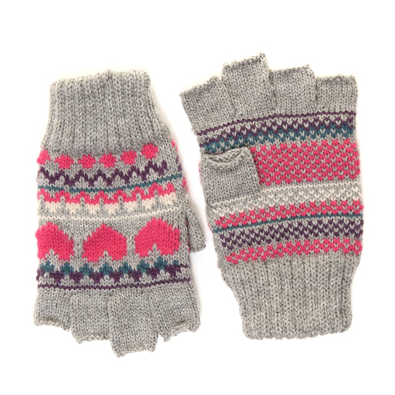 Gl56 - womens knitted heart fingerless gloves - SSP Hats